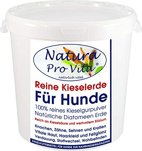 Kieselerde Barf Zusatz Hund, natürliche Siliziumkur + Kieselsäure Natura Pro Vita reines Kieselgurpulver, Futterzusatz für Haut, Fellglanz, Krallen, Knochen, Zähne, Sehnen, Verdauung – Natur Pur 500g