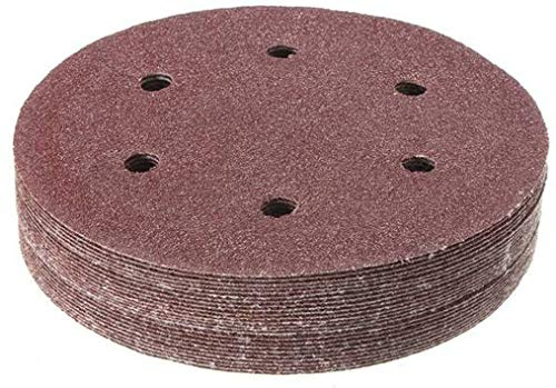 AKORD 50pcs 150mm Abrasive Sand Discs Velcro Sanding Paper 6 Holes Sanding Discs 40-800 Grit Sandpapers