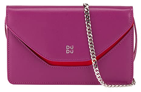 DUDU Petit Sac à bandoulière pour Femmes en Cuir véritable Made in Italy, Convertible en Pochette, Mini-Sac à enveloppe Fuchsia