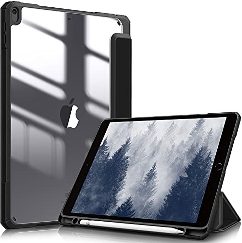 Fintie Hybrid Hülle für iPad Air (3. Generation) 2019/iPad Pro 10.5 2017 | Schlankes stoßfestes Schutzhülle mit Stifthalter, Transparente Hartschale, Standfunktion für Tippen & Ansehen, Schwarz