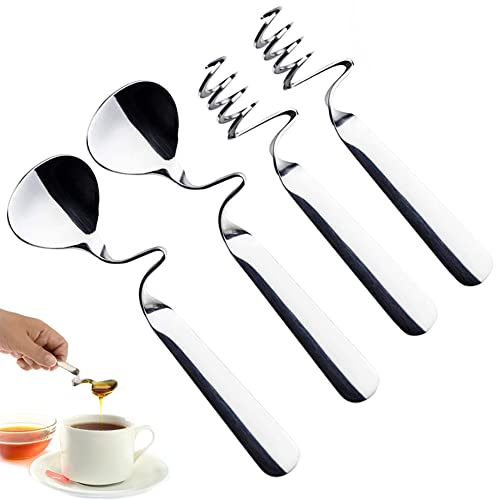 BONHHC Honiglöffel,honiglöffel und Marmeladenlöffel Set,Hängender Marmelade Löffel und honig Löffel mit Spirale,Edelstahl Rührlöffel,verwendet für Marmelade,Sirup,Joghurt,Melasse
