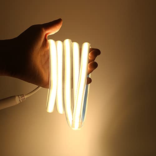 pcning Super hell LED Streifen 230V COB 280 led/m IP67 Wasserdicht 2M 3000K | led warm weiß schlauch 2 meter , aussenbereich led band , wasserfest , led lichtband 220v 2 m , 230 volt direktanschluss