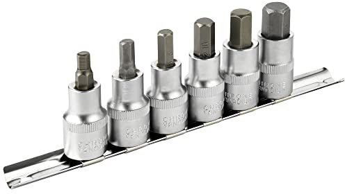 DAKCOS Bit Einsatz Nusssatz für 1/2-Vierkantantrieb, Nüsse aus CR-V, Bit aus S2, 6-14mm