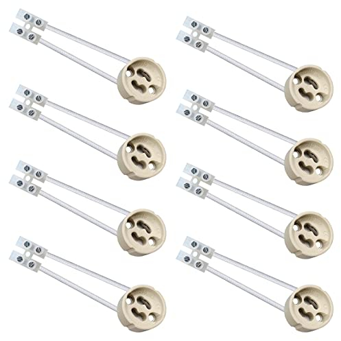 ILEEDear Portalampada GU10 con Base Ceramica, Filo 0.75 mm² 15cm, 0-250V 2A, Confezione da 8