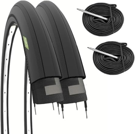 ECOVELO 2 COPERTONI 700 X 25C (25-622) + CAMERE PNEUMATICI SLICK BICI CORSA SCATTO FISSO BIKE STRADALE CICLO FIXED (48 mm, camera d'aria)