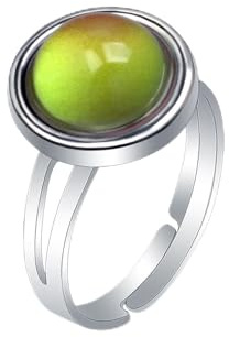 AINILOVE Cute Adjustable Ring Color Changing Ring Mood Rings for Girls Sensing Temperature Rings Birthday Party Jewelry Gift, Copper, mood stone