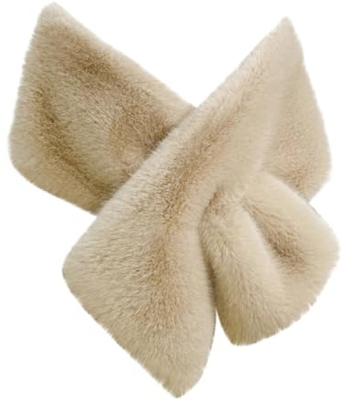 Asudaro Damen Kunstpelz Schal, Braut Hochzeit Großer Fuchs Pelz Schal Wrap Verdickter Pelz Kragen Winter Warm Plüsch Brautstola für Hochzeit/Weihnachten/Hochzeit Fotografie