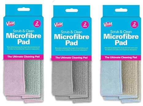 Microfibre Cleaning Cloth Pads Dual Sided Super Absorbent Washing Up Dishcloth Pads For Scrubbing Dusting Wiping Bathroom Shower Sinks Countertops Mirrors Home Kitchen Essentials Assorted Colors (2pc)