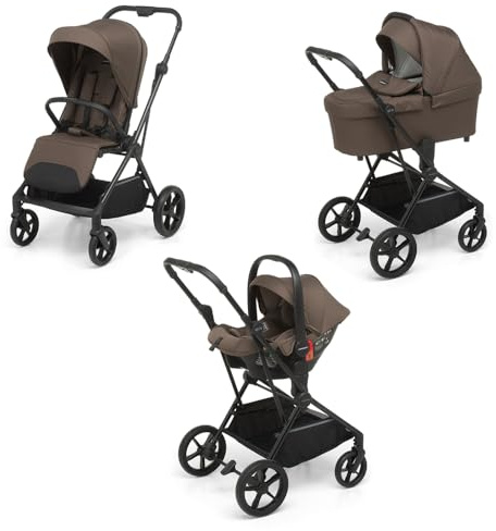 Foppapedretti Spritz I-Size, Sistema Modulare Combinato per Bambini, Navicella Passeggino e Seggiolino auto I-Size, Cacao