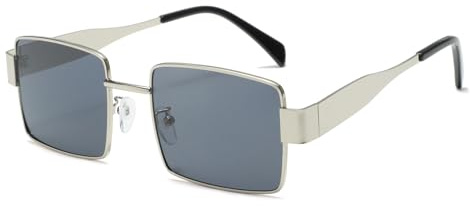 Long Keeper Retro Quadratische Sonnenbrille für Damen Herren Mode Metall Sonnenbrille Vintage Rechteckige Sonnenbrille Eckig Retro Brille UV400 Schutz
