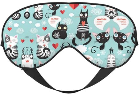 Schlafmaske für Katzen, Schwarz und Weiß, verstellbar, glatt, weich, Augenmaske, Schattierung, Augenbinde, Augenmaske für Ausruhen, Reisen