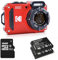 KODAK Pixpro Pack WPZ2 + 2 Batteries + 1 Carte SD - Appareil Photo Numérique Compact 16M Pixels, Etanche à 15m, Anti-Choc, Video 720p, Ecran LCD 2,7 - Batterie Li-ION - Rouge