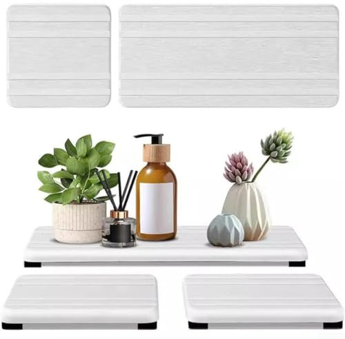 Set mit 3 wasserabsorbierenden Kieselgur-Untersetzern, Kieselgur Seifenschale, Badezimmer-Tabletts, wasserabsorbierender Stein für Handseifen (weiß)