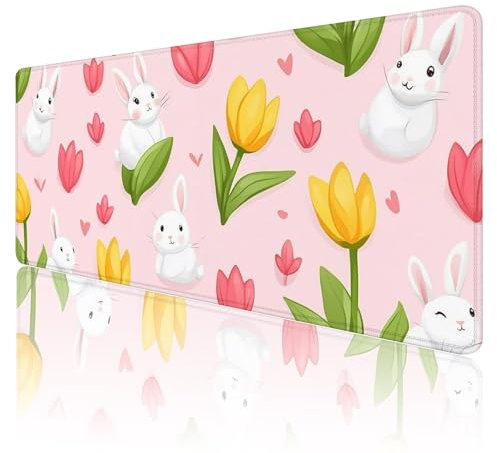 Tapis de Souris Rose Tapis de Souris Gamer XXL 700x300x3mm ImperméAble Et AntidéRapant Mousepad Bords Cousus Une éTendu SousMains Tapis Souris Mignon pour Gamer, Pc et DéCoration de Bureau
