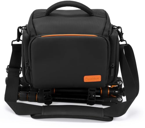 Cwatcun Camera Case, DSLR Camera Bags, Water-Resistant Camera Shoulder Bag | Easy To Clean, Anti-Theft Design, Shockwaveproof, Compatible with Nikon Sony Canon DSLR Eos r50 Camera, Y11L, Black