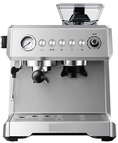 SRDUJINWAN New Espresso Coffee Machine Espresso Maker 20Bar Pump Pressure with Grinder Steam Milk Frother Semi-Automatic Coffee Maker (Light Grey Uk), Light Grey, UK