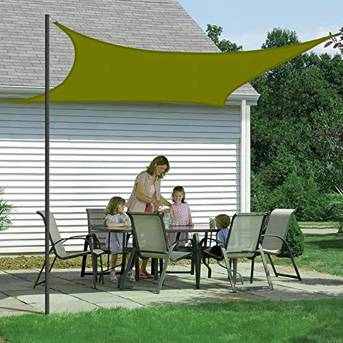 Vela parasole impermeabile, protezione UV, per balcone, giardino, patio, rettangolare, 4 x 8 m, protezione solare, resistente al vento, resistente alle intemperie, vela ombreggiante giallo verde