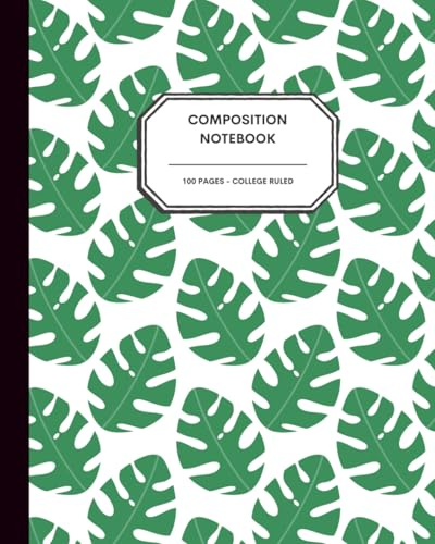 Clean Tropical 8x10” Notebook – 100 College Ruled Pages – Minimal Bright Green Palm Frond on White Background – for Everyday Writing, Journaling & Planning