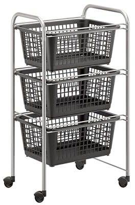 Metaltex San Diego 80 ANIV - Carro Almacenamiento con 3 Cestos extraibles. Color Plata. Dimensiones: 68x30x38 cm