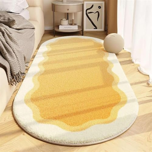 Tappeto moderno ovale kaki 50 x 160 cm, morbido tappeto shaggy a pelo alto, per camera da letto e soggiorno, antiscivolo, perfetto per l'arredamento della casa