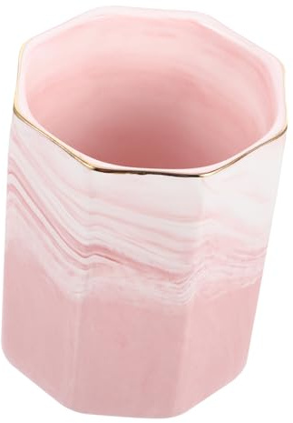 Gatuida Keramik Make up Pinselhalter Marmor 10cm Kosmetik Organizer Schminktisch Stifthalter Mit Goldakzent
