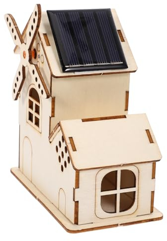 BESPORTBLE DIY Solar Windmill Model Kit Wooden Stem for Science Experiment Projects Precise Cut Smooth Wood Construction for Boys and Educational Wind Turbine Puzzle for Interaction