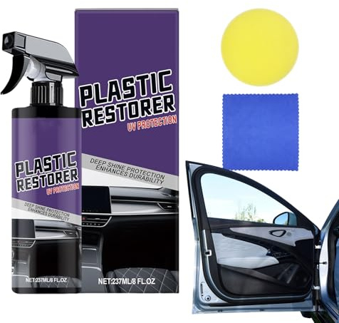 Générique Polish Voiture - 237ml Spray Détailant avec Éponge et Serviette,Spray de Polissage Protection UV pour Soins Intérieur Rénovation Rayures,Nettoyage Table de Bord