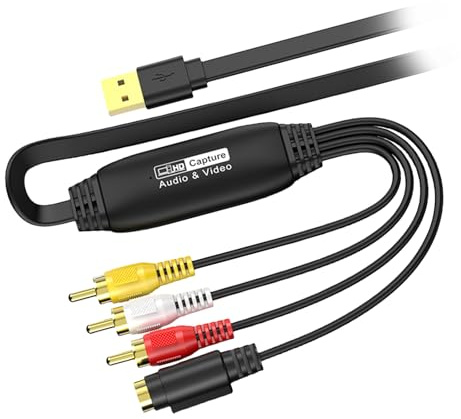 KAHDGSS USB-Video-Konverter-Adapterkabel, Drahterfassungskarte für Camcorder und Videorekorder auf Digitalformat S Video auf USB