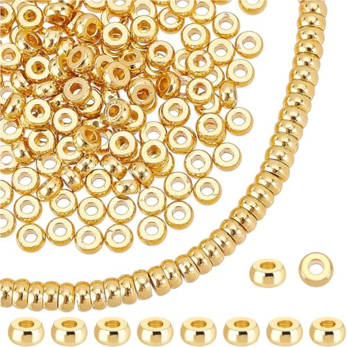 WERIGONI 100 3mm Runde Goldene Zwischenperlen, 18K Gold und Edelstahl Quetschperlen, Geeignet für die Herstellung von DIY-Armbändern