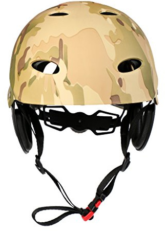 KBOLAE Casque de sécurité réglable pour sports nautiques, kayak, canoë, camouflage vert militaire