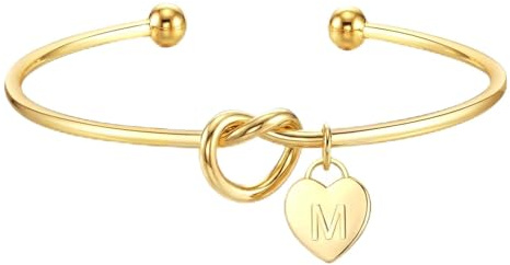 ZOERAY Pulsera Mujer Plata Oro Impermeable 18K Dorado Pulsera Personalizada Amor Corazón Nudo con Letras A-Z Colgante Ajustable Pulseras para Parejas Amistad Joyería Regalos Mujeres Niñas Freundin