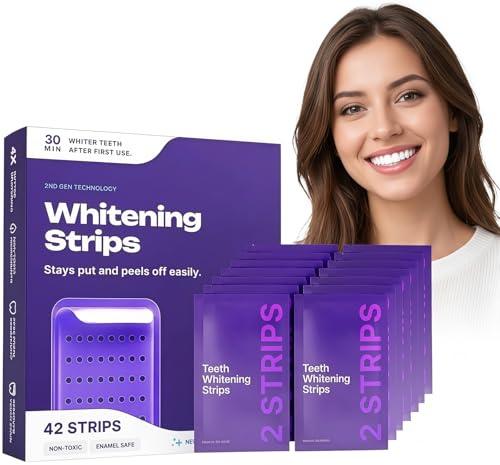 Strisce Sbiancanti Viola, Sbiancante Denti Delicato sullo Smalto, 42 Strisce Sbiancanti Denti Viola per Sbiancamento Rapido e Sicuro (1 Stück - 42pc)