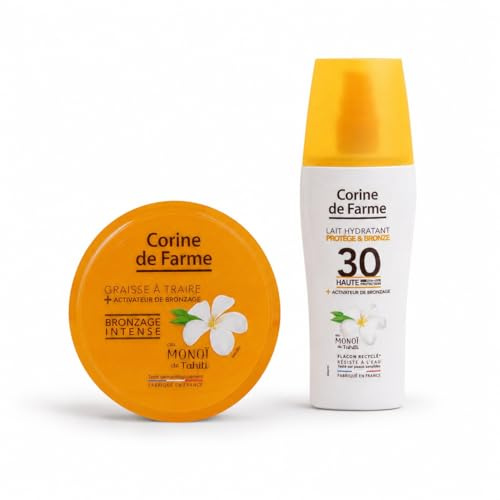 Corine de Farme Duo Protection & Bronzage Intense - Lait Protect & Bronze SPF30 + Graisse à Traire Accélérateur de Bronzage - 2 x 150 ml