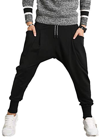 PRIJOUHE Herrjoggingbyxor, sweatpants, låg gren svettning slim fit byxor harem hip hop byxor, Svart 2, 3XL