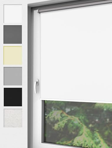 Home-Vision® Verdunkelungsrollo Klemmfix, ohne Bohren mit Klämmträgern, Fensterrollo, Seitenzugrollo, Verdunklungsrollo, Lichtundurchlässig Thermorollo (Weiß, B70cm x H220cm)