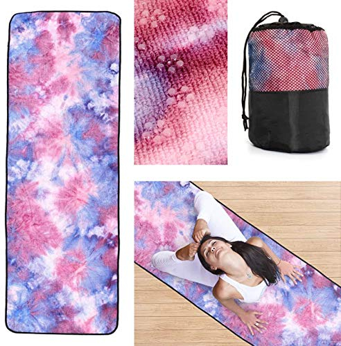 ZenYogaWedge Yoga-Handtuch-Matte, rutschfest, sehr schnell trocknend, schweißabsorbierend, waschbarer Bezug, bequeme Decke für Hot Yoga, Pilates, Workout, Meditation, bunt, cool (lila)