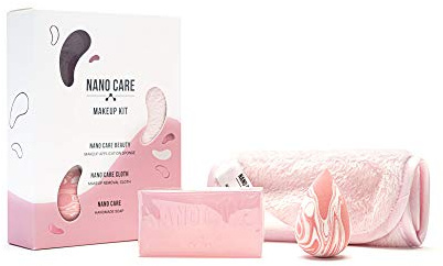 Nano Care Make-up-Set zum schnellen Entfernen von Kosmetika und Chemikalien. Entfernt Schmutz und Öl wie ein Radiergummi. Handgemachter Seifen-Mischschwamm