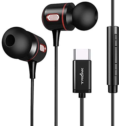 TRILINK Écouteurs USB Type C Intra Auriculaires avec Micro et système de contrôle du Volume Compatible avec iPad Pro 11 12.9 /MacBook/Pro/New MacBook Air, Google Pixel/5 4 3 2 XL Huawei Xiaomi