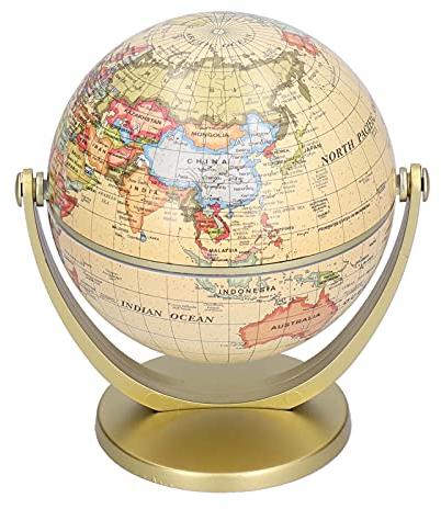 Mini Mappamondo Antico, Mappamondo Retrò, Versione Inglese, Adatto a Scuola, Mappa Politica Globo Terrestre Casa e Ufficio Ornamento da Desktop,10x13 cm