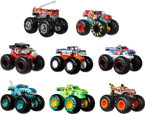 Hot Wheels Monster Trucks Live 8-Pack, Multipack of 1:64 Scale Toy Monster Trucks, Characters from The Live Show, Smashing & Crashing Trucks, Gift for Kids 3 Years Old & Up