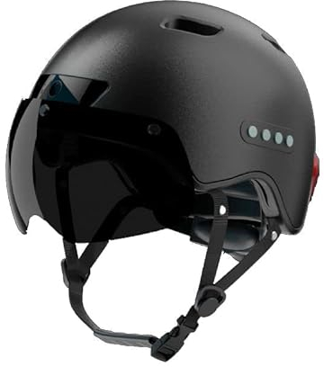 JARONOON Intelligenter Bluetooth-Fahrradhelm mit Fahrtenschreiber und abnehmbarem Visier, LED-Rücklicht, Urbaner Pendler (schwarz, grau, weiß, rosa)