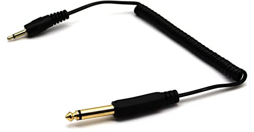 AWADUO Coiled Spiral DC 3.5mm(1/8) Male Mono to 6.35mm(1/4) Mono Male Stereo Headphone Jack Audio Adapter Cable for Cellphone, Guitar, Microphone, Amplifier(0.8M)