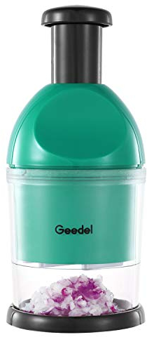 Geedel Food Chopper and Dicer, Easy to Clean Manual Hand Chopper Mincer for Vegetables, Onions, Garlic, Nuts, Salads and More - Save Your Prep Time