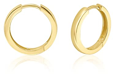 Mary & Jules Creolen Gold aus 925 Sterling Silber vergoldet, schlichte Damen Ohrringe, Klappcreolen, Echtschmuck Ohrstecker für Frauen und Mädchen, Made in Germany, aus recyceltem Silber