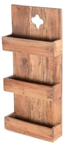 DESIGN DELIGHTS Wand HÄNGEREGAL Daya | 65cm, 3 Etagen, Massivholz | Holz Wandregal, Badregal, Organizer Wand Regal, Briefe Wandablage,