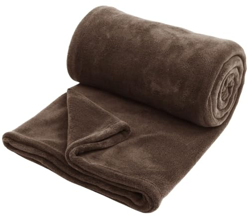 Hafaa Fleece Blanket Throw King Size XXL - Fluffy Soft Warm Versatile Extra Large Cosy Throws Blankets for Bed/Sofa/Couch, Brown, 270x230cm