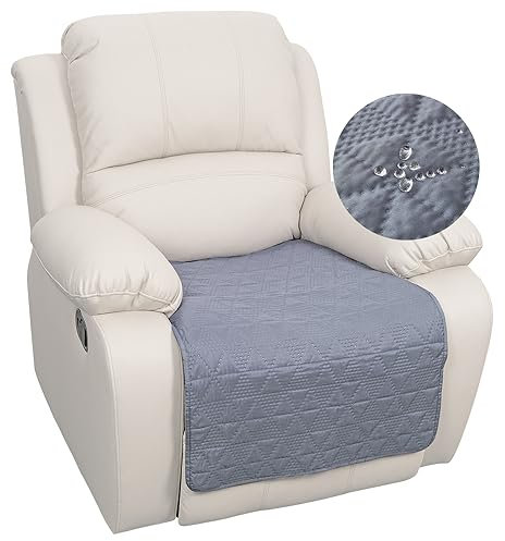 DUJUIKE Wasserdicht Sesselschoner Sesselauflage mit Armlehnen, Sesselschoner Bezug für Relaxsessel, Möbelschutz für Kinder, Hunde, Katzen (Grau, 1 Stück 58 X 89cm)