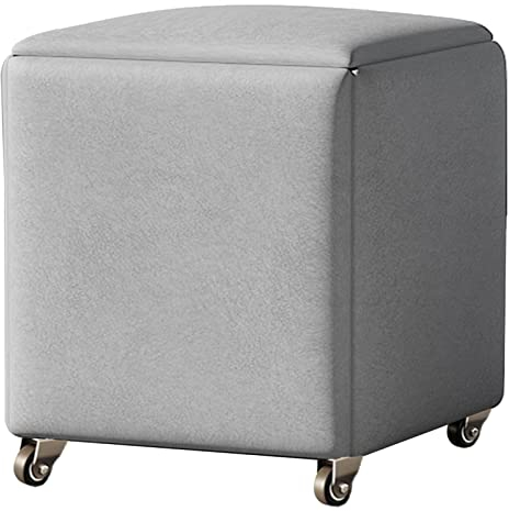 HWSY Storage Ottomans 5-in-1 Magic Cube stapelbarer Nisthocker mit beweglichen Rollen, Küchensofa, Schminkstuhl, weichem Sitz und Metallrahmen (Größe: 45 x 45 x 45 cm, Farbe: Hellgrau) Interesting