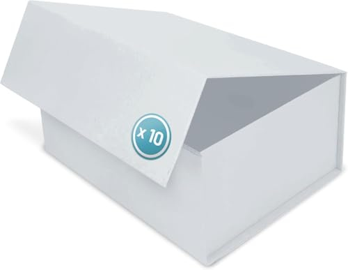 Geschenkbox mit Deckel – 45x35x20 cm – Karton mit Magnetverschluss – ideal für Geburtstage, Hochzeiten, Weihnachten – Verpackung in Weiß – 10 Stück