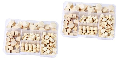 Ciieeo 230stücke Teiliges Aus Holz-Push- Geometrischen Formen Dekorative Reißnägel Für Korktafeln -projekte Im Büro Und Zuhause Quadratische Runde Hölzerne Und Mehr